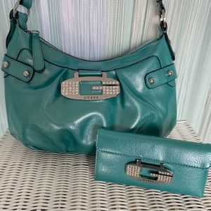 Rare Guess Turquoise Vintage Purse and Wallet Set